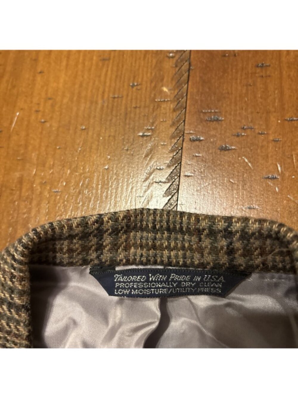 Vtg Lands End Brown Tweed Sports Coat Size 44 L Elbow Patches Wool - Picture 3 of 7